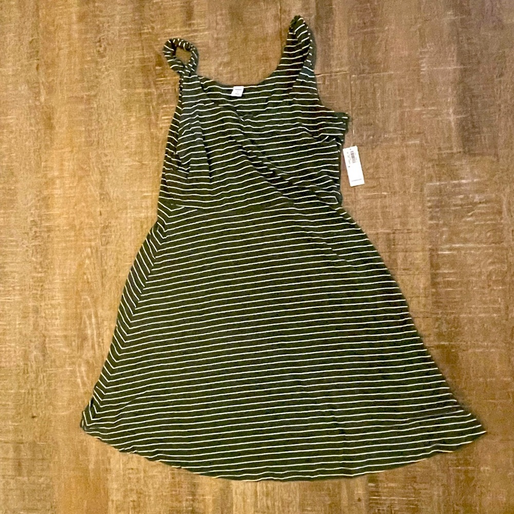 Old navy green and white striped dress NWT
